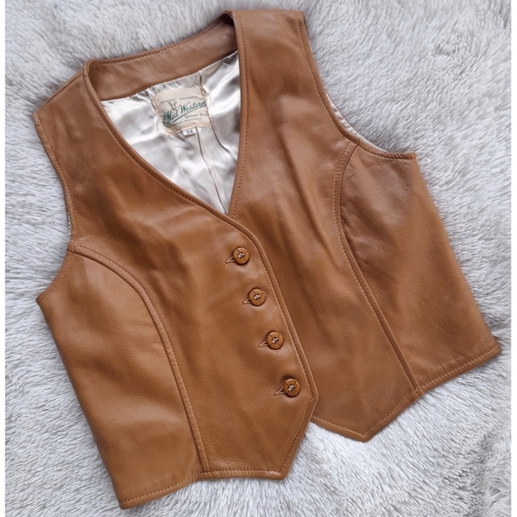 Mid Western Other - men's vintage brown western deer skin leather vest Mid Western Sport Togg 34 (XS